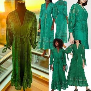 HOUSE OF HARLOW GUIPURE EMERALD GREEN MAXI DRESS 💚